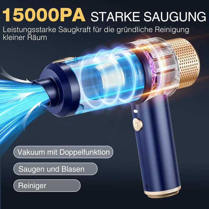 Dealswin 4-in-1 Handstaubsauger Kabellos, 15KPA Stark Auto Mini Staubsauger Tastatursauger, 100500 U