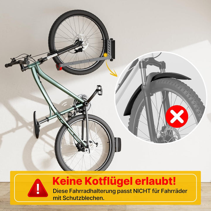 monTEK Schwenkbare Fahrrad Wandhalterung, Fahrradhalterung Wand ohne schweres Heben, platzsparender