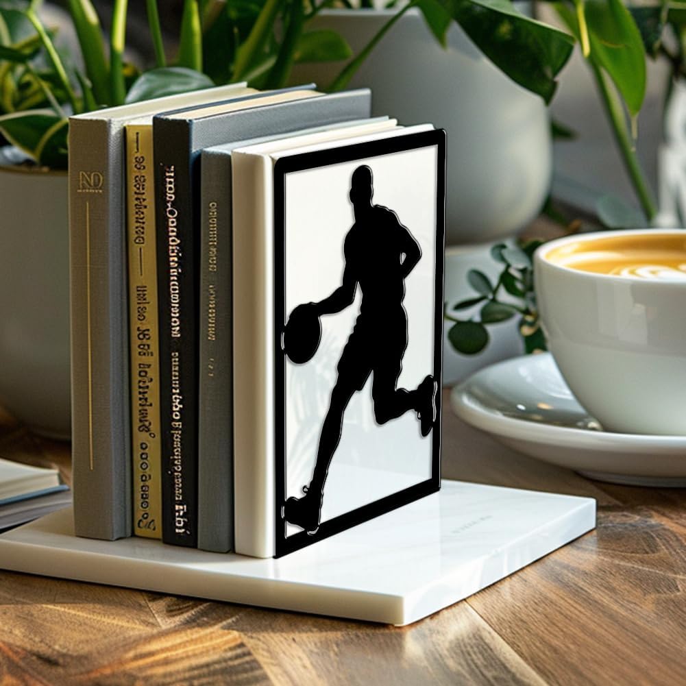 Peacoblue Buchstütze Dekorativ Modern Basketball Metall Buchstützen für Schwere Bücher 13.5x10.9x20.