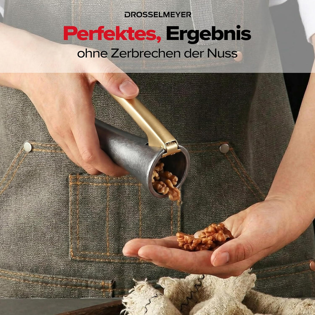 Drosselmeyer Edelstahl Design Nussknacker | Effektiv auf alle Grössen von Nüssen mit minimalem Aufwa