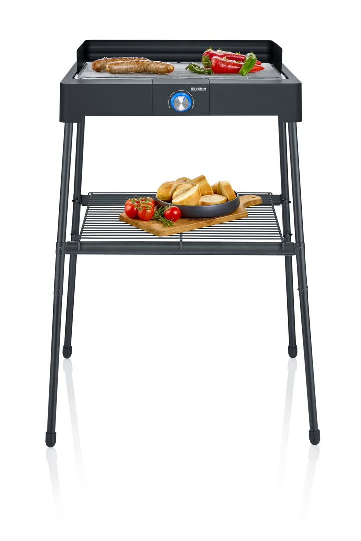 SEVERIN Standgrill mit Edelstahl-Grillrost und Standuntergestell und Ablagerost, Elektrogrill mit sc