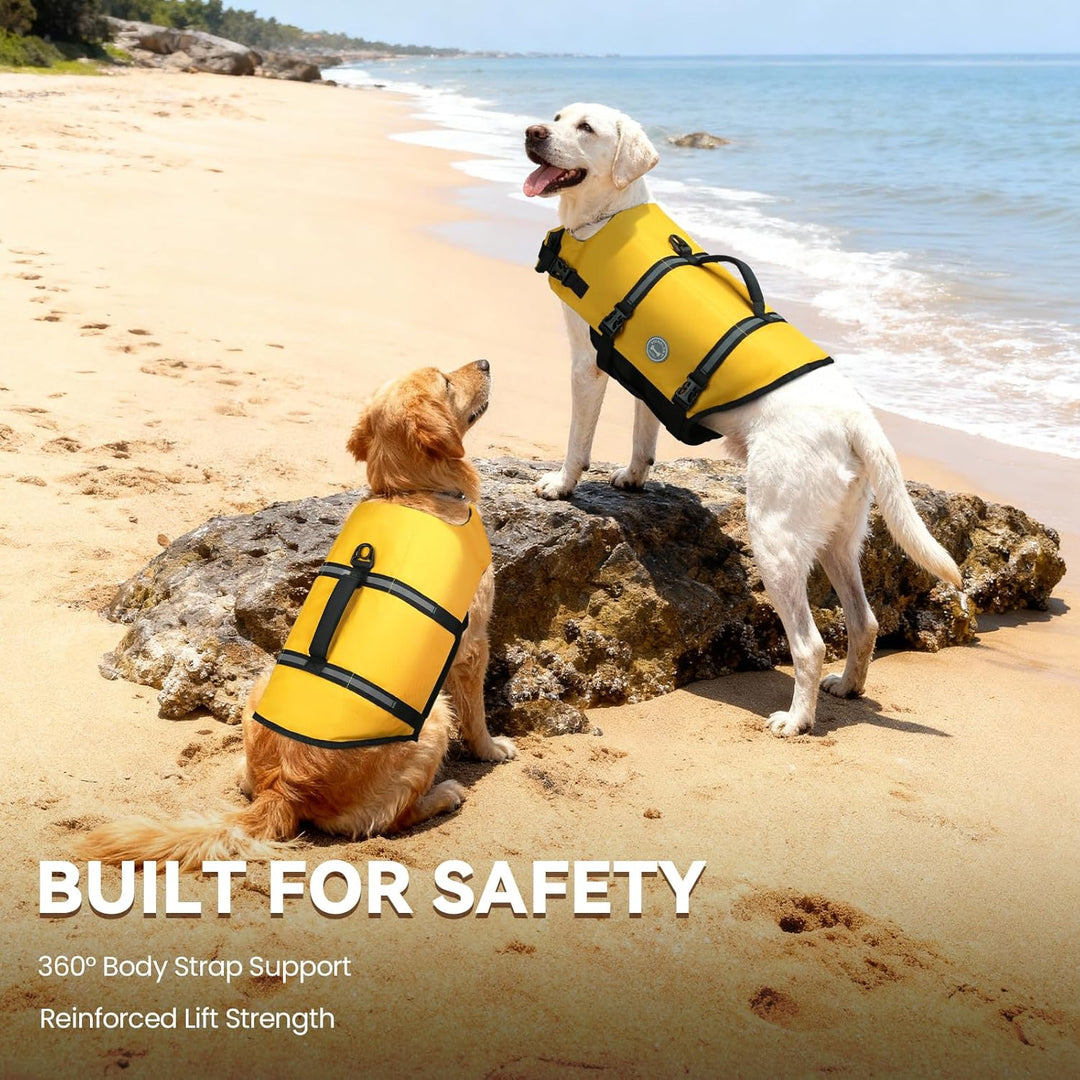 VIVAGLORY Hunde Schwimmweste Rip Stop Hundeschwimmweste, XL, Gelb | Auftrieb &amp; Ripstop for Hunde, Sc