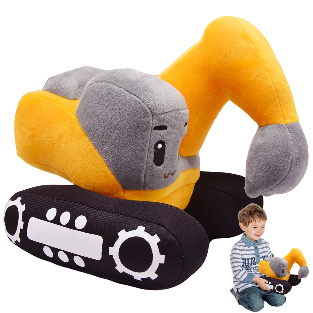 Süsses Bagger Kuscheltier für Kinder – 26x23cm Plüsch Bagger Spielzeug mit realistischem Design, wei