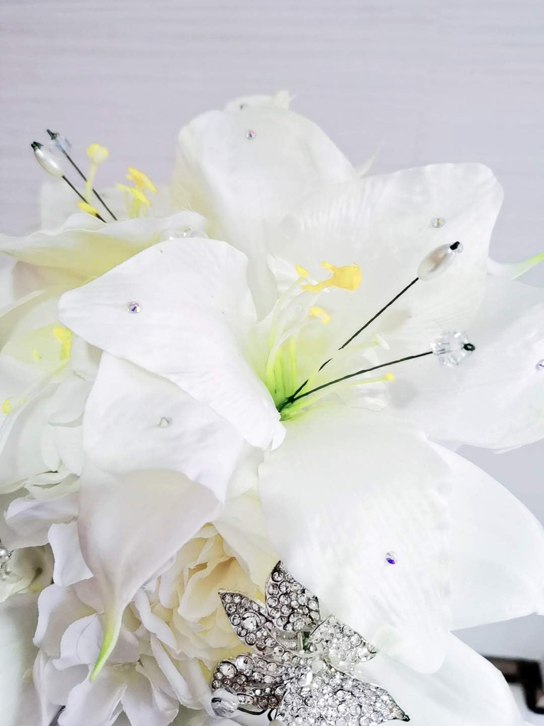 Iffo-Hochzeit-Bouquet, Calla Lilien, Rose, Diamanten, Perle. weiss