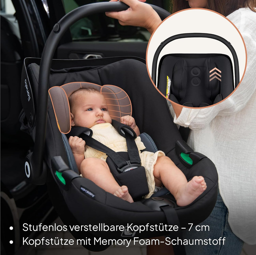 Lionelo ASTRID i-Size Baby Autositz 40-87 cm, Babyschale Gruppe 0+, Rückwärtsgerichtete Montage, 3-P
