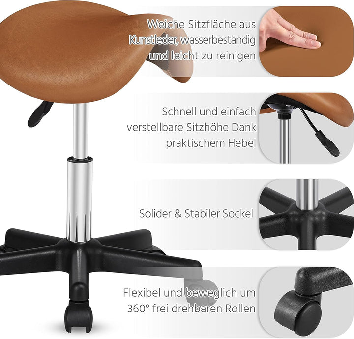 Yaheetech Bürohocker Sattelhocker Rollhocker Drehhocker Praxishocker Arbeitshocker mit höhenverstell