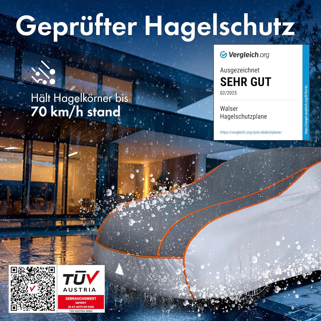 WALSER Auto-Hagelschutzplane, PKW-Hagelschutzgarage wasserdicht, Auto-Abdeckplane Perma Protect, atm
