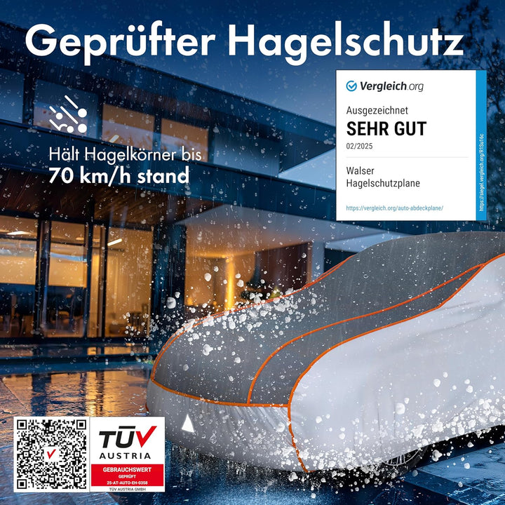 WALSER Auto-Hagelschutzplane, PKW-Hagelschutzgarage wasserdicht, Auto-Abdeckplane Perma Protect, atm