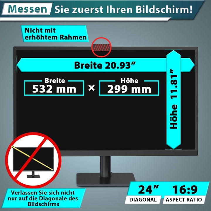 STARY 2 Stück Blickschutzfilter 24 Zoll 16:9 Bildschirmschutz, Anti-Blaulicht, Anti-Glare, abnehmbar