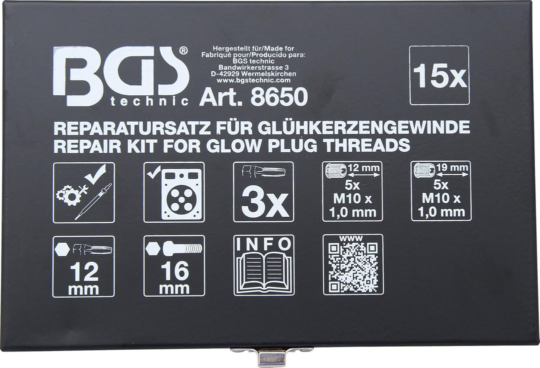 BGS 8650 | Reparatursatz für Glühkerzengewinde | M10 x 1,0 mm