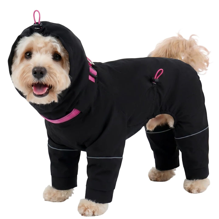 Kuoser Regenmantel Hund, Regenjacke Hund Wasserdicht, Schwarz XS, Schwarz XS