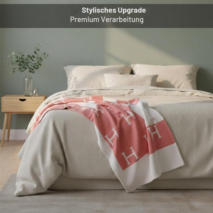 Luxusdecke Kaschmir-Optik Plaid 130 × 180 cm – Wohndecke im Skandi-Design | Extra weich, Angenehm wa