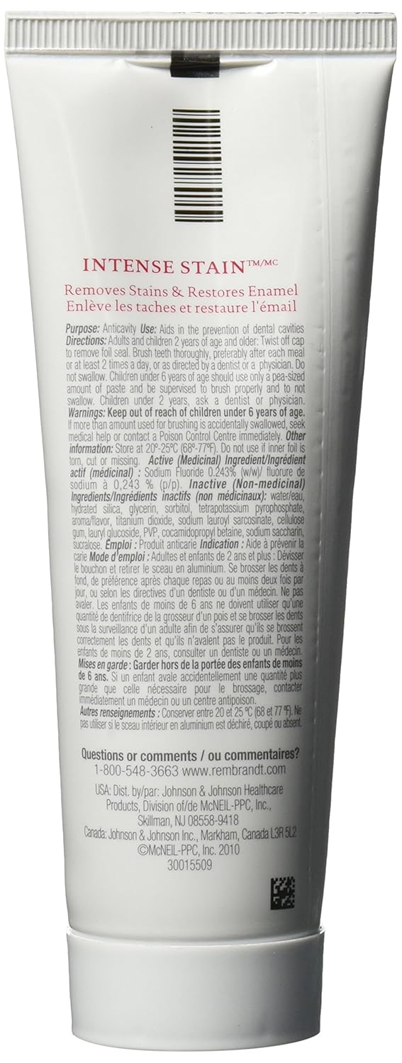Rembrandt Intense Stain Toothpaste, Mint, 3 Ounce, 3-pack