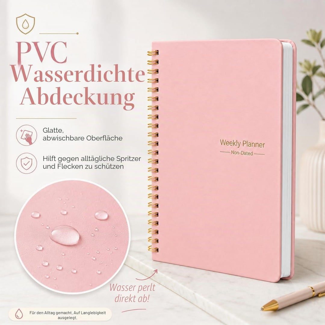 Undatierter Wochenplaner, Wochenziel-Notizbuch, A5 To-Do-Listenplaner, Gewohnheitstracker mit Spiral