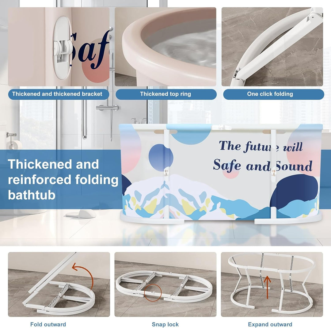 Tragbare Faltbare Badewanne, Rosa, Kunststoff, Freistehend, 115 x 57 x 53 cm, 114 cm, 114 Cm