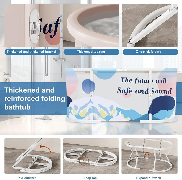 Tragbare Faltbare Badewanne, Rosa, Kunststoff, Freistehend, 115 x 57 x 53 cm, 114 cm, 114 Cm