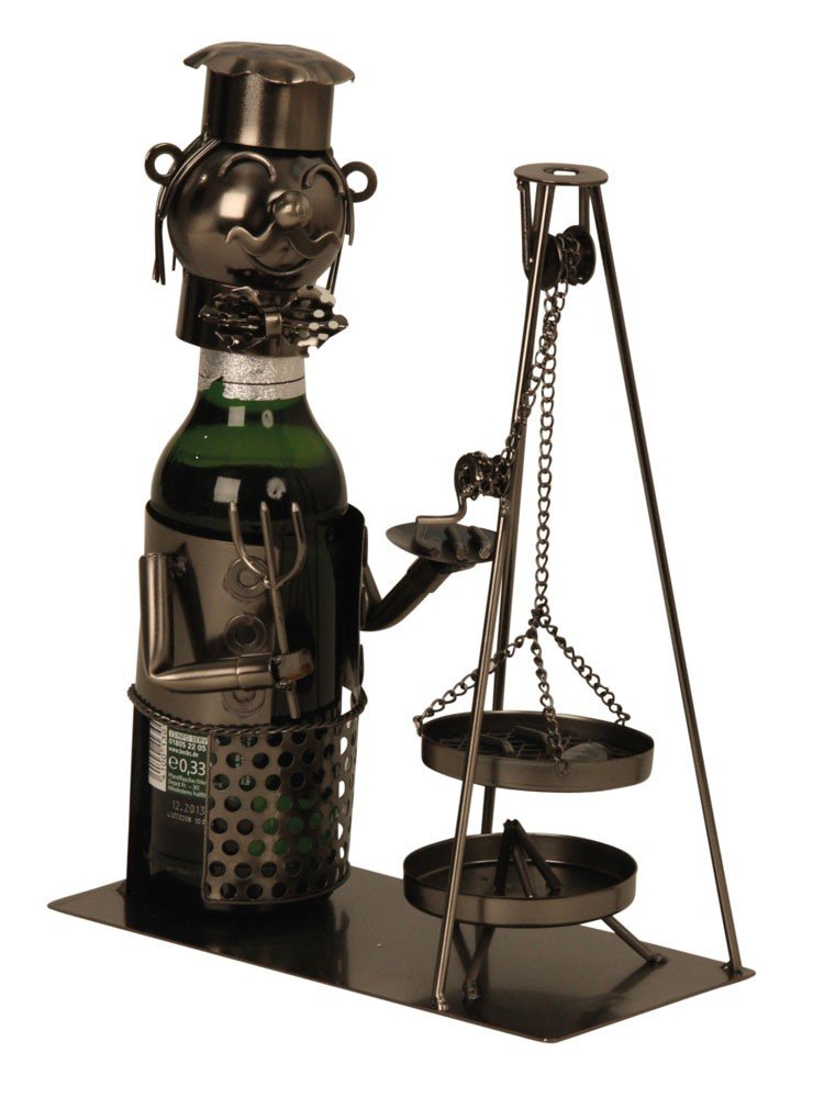 Extravaganter Bier Flaschenhalter Saarländisch Schwenker aus Metall Höhe 25 cm