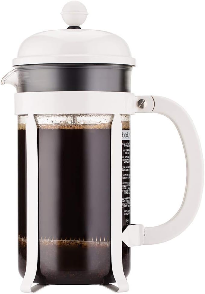 Bodum Chambord Kaffeebereiter 8 Tassen, Chrom, Weiss, 1 l, Weiss