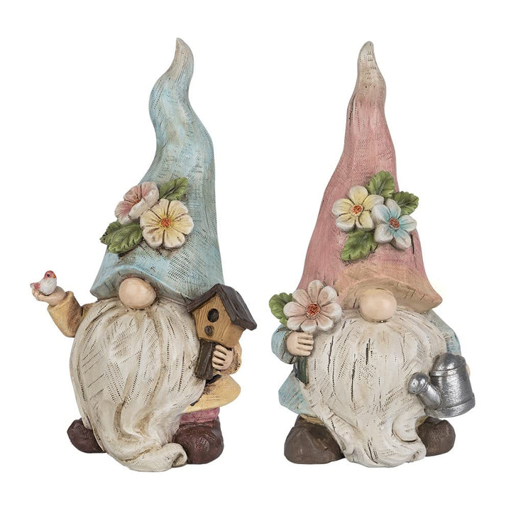 Ideen mit Herz Deko-Figuren Wichtel | Paar mit Giesskanne & Vogelhaus | Garten-Zwerg | Frühjahrs-Dek