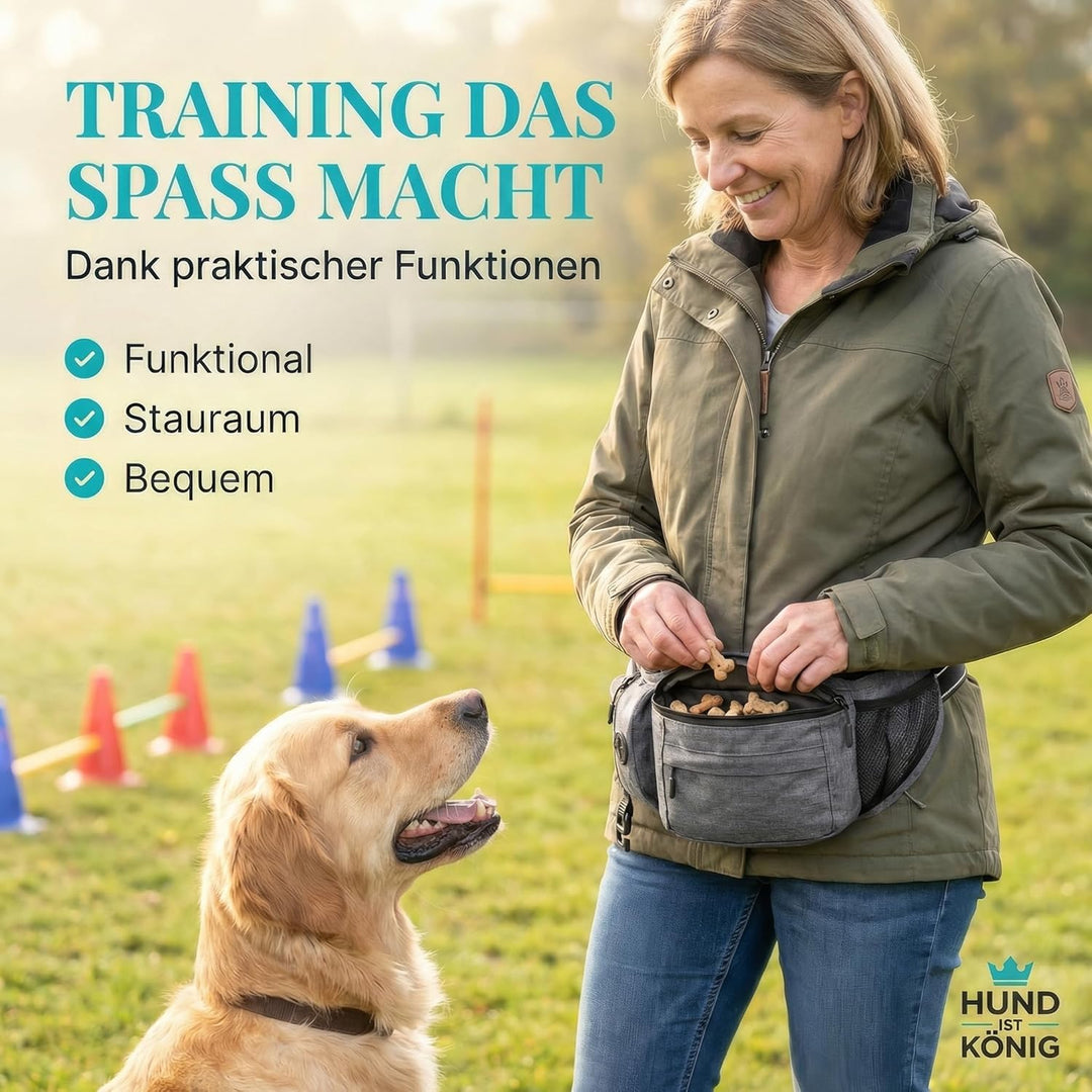 HUND IST KÖNIG Leckerlitasche für Hunde Leckerlis & Hundezubehör - Robuste Bauchtasche Hund - Futter