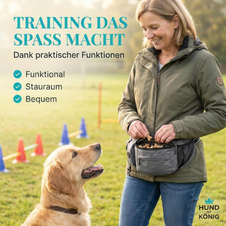 HUND IST KÖNIG Leckerlitasche für Hunde Leckerlis & Hundezubehör - Robuste Bauchtasche Hund - Futter