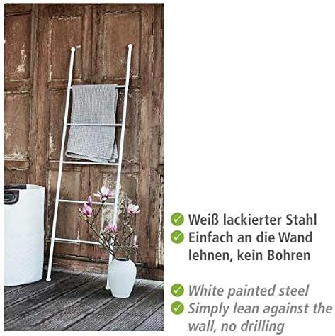 WENKO Handtuchleiter Mod. Viva praktischer Handtuchhalter aus weiss lackiertem Stahl 5 Handtuchstang