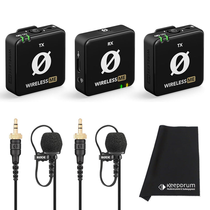 Rode Wireless ME Dual Mikrofon Funksystem + 2X Lavalier II Ansteckmikrofon + keepdrum Mikrofasertuch