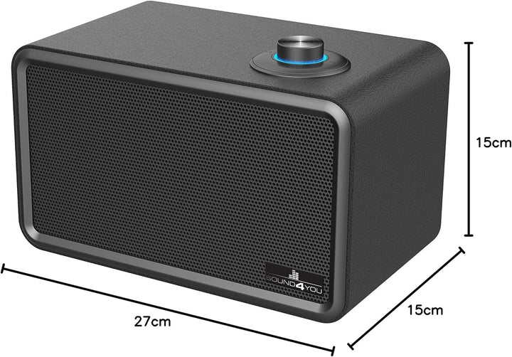 SCHWAIGER 661729 Moderner Retro Bluetooth Lautsprecher Modern-Vintage Speaker Lederoptik Holzgehäuse