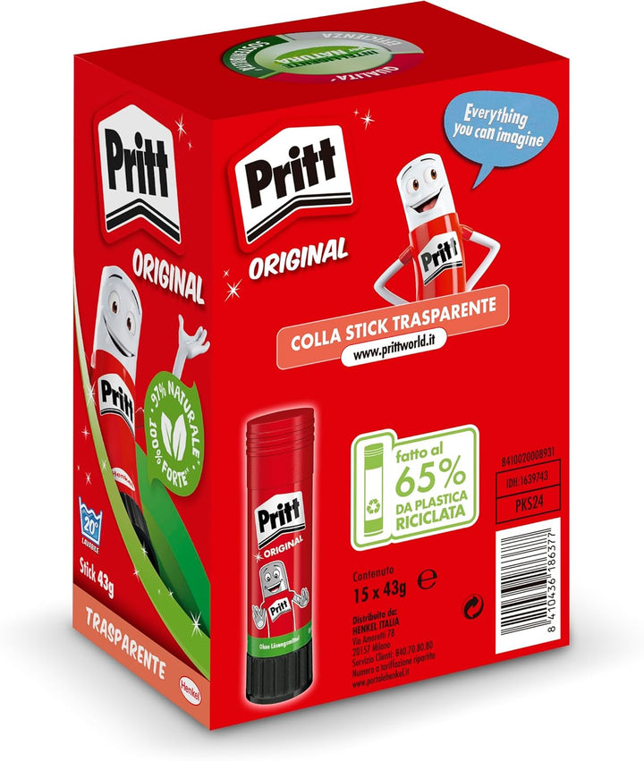 Pritt Klebestift, sicherer und kinderfreundlicher Kleber für Kunst und Bastelarbeiten, starker Klebs