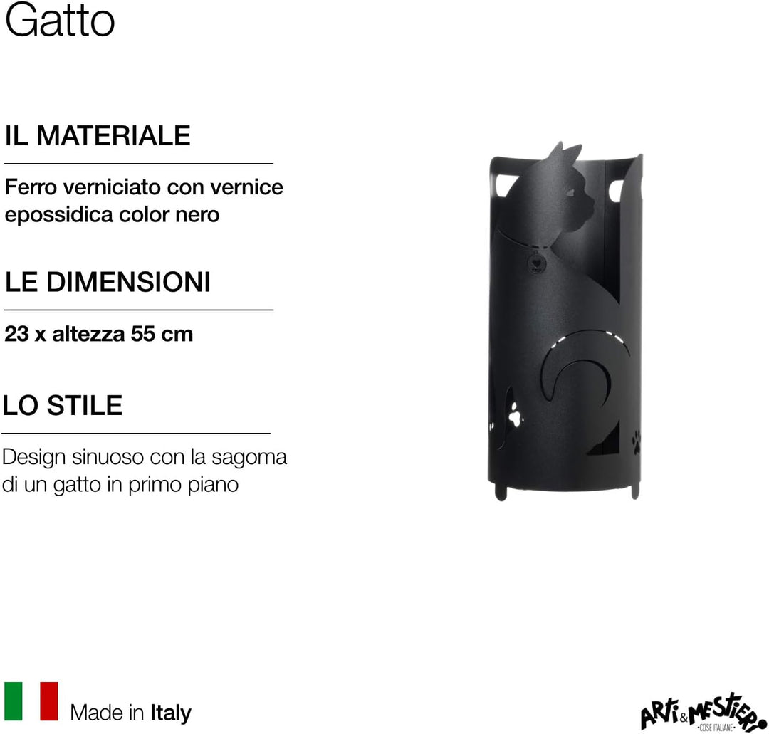 Arti & Mestieri Linea Gatti – Design-Schirmständer, hergestellt in Italien, aus Eisen, 23 x 55 cm, S