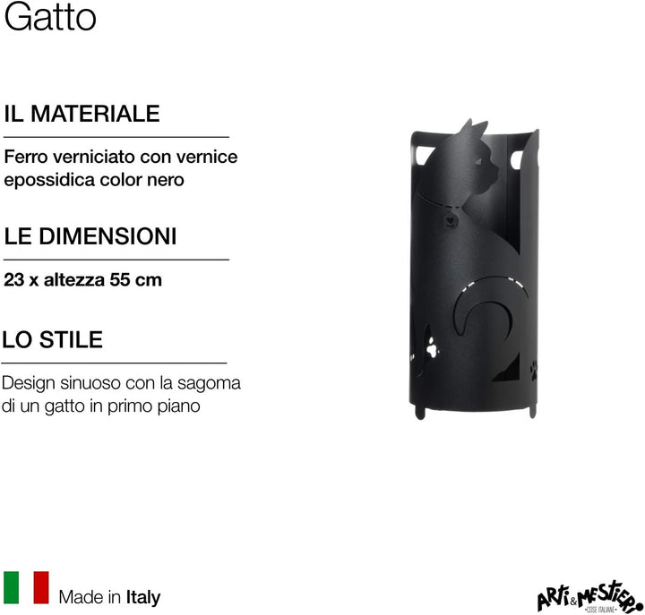 Arti & Mestieri Linea Gatti – Design-Schirmständer, hergestellt in Italien, aus Eisen, 23 x 55 cm, S