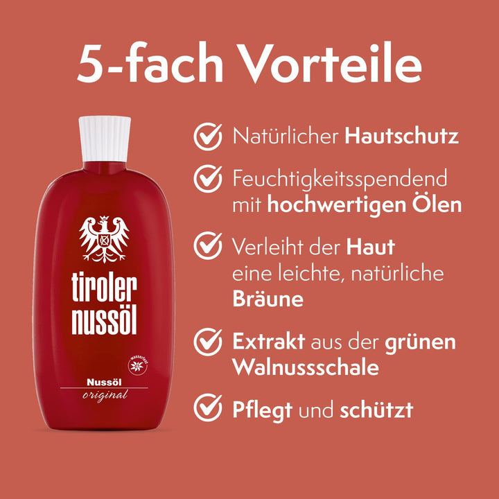 Tiroler Nussöl Original DOPPELPACK 2x 150ml |Das Original |Verleiht der Haut schon beim Auftragen ei