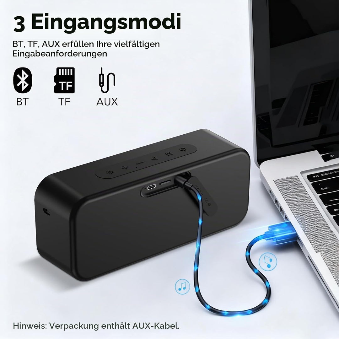 Bluetooth Lautsprecher mit Licht, Musikbox Bluetooth 5.4, 30W Stereo Bass Boost, IPX7 Wasserdicht, 7