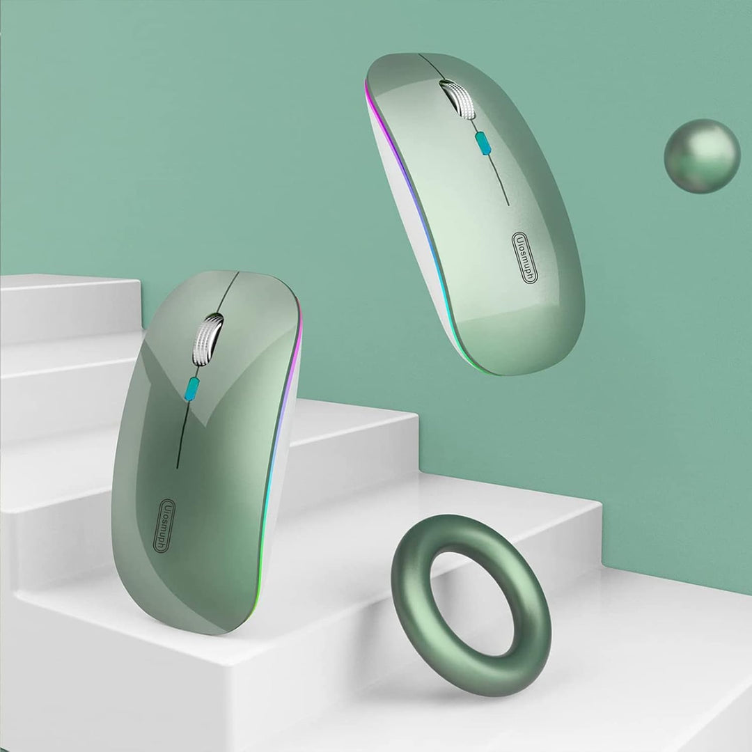 Uiosmuph G12 Maus Kabellos, LED 2.4G Leise Funkmaus Wiederaufladbar Wireless Mousemit Nano USB Empfä