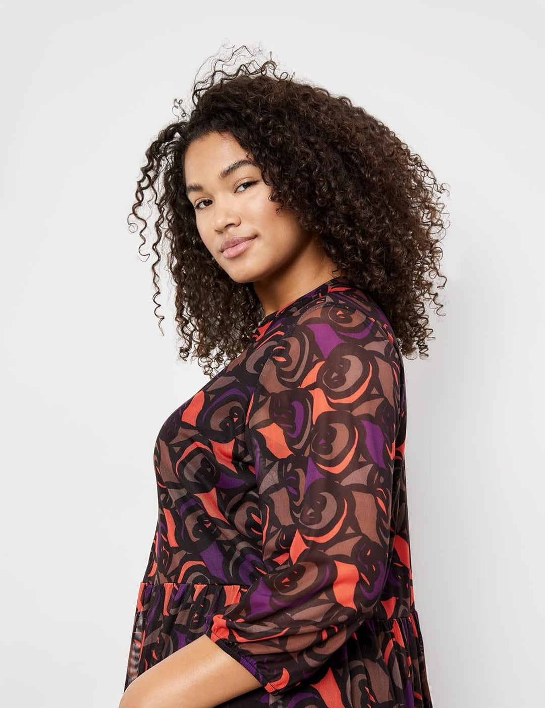 SAMOON Damen 181001-26302 Kleid, Black Gemustert, 46