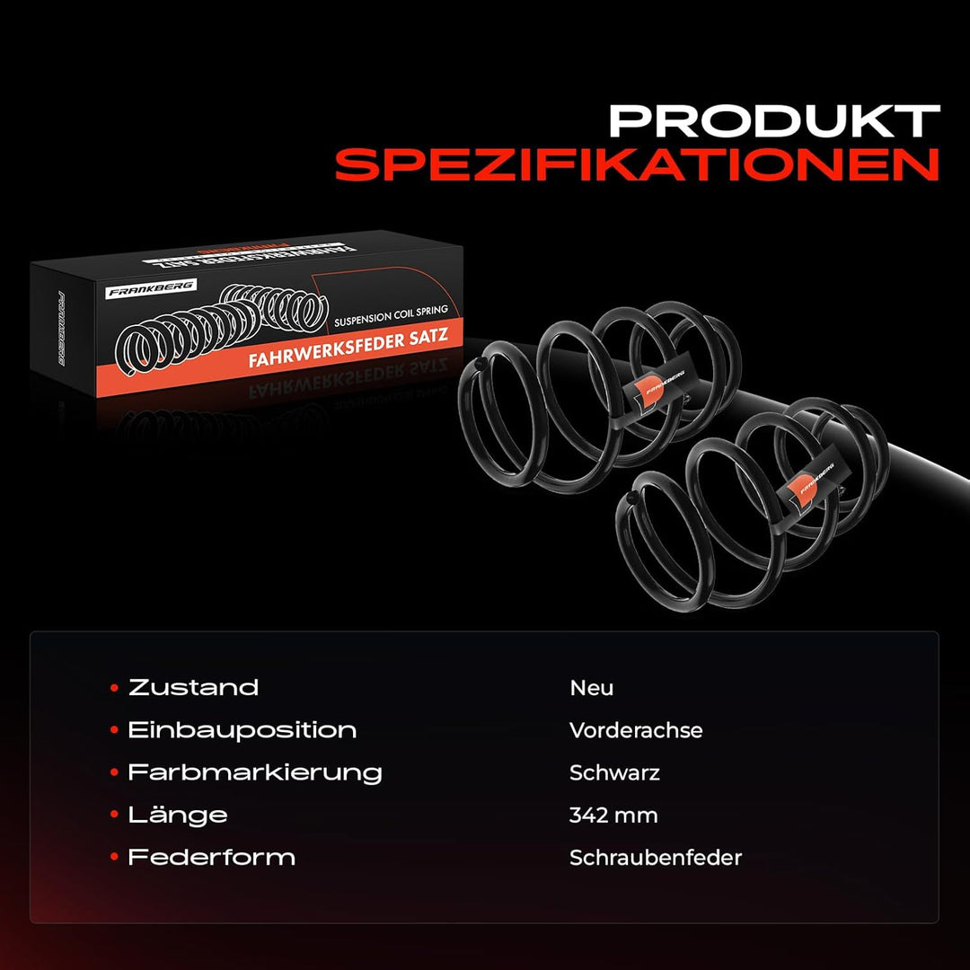 Frankberg 2x Federn Fahrwerksfeder Vorderachse Kompatibel mit Qashqai +2 I J10 JJ10E NJ10 1.5L 2.0L