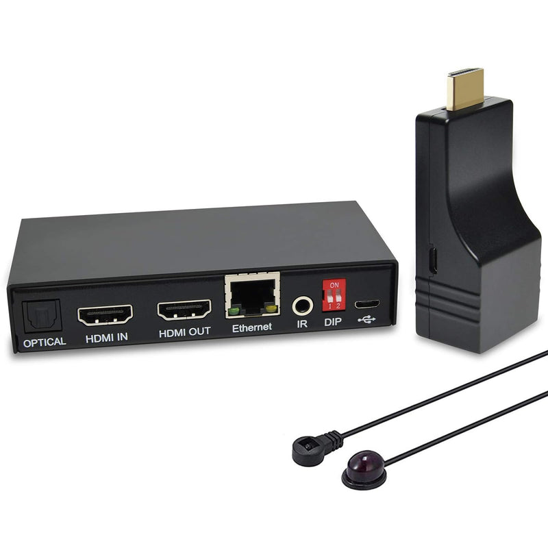 DDMALL 70m 4K HDMI Extender mit IR-Fernbedienung, HDMI Sender und Empfänger über Cat5e/6/7/8 Netzwer