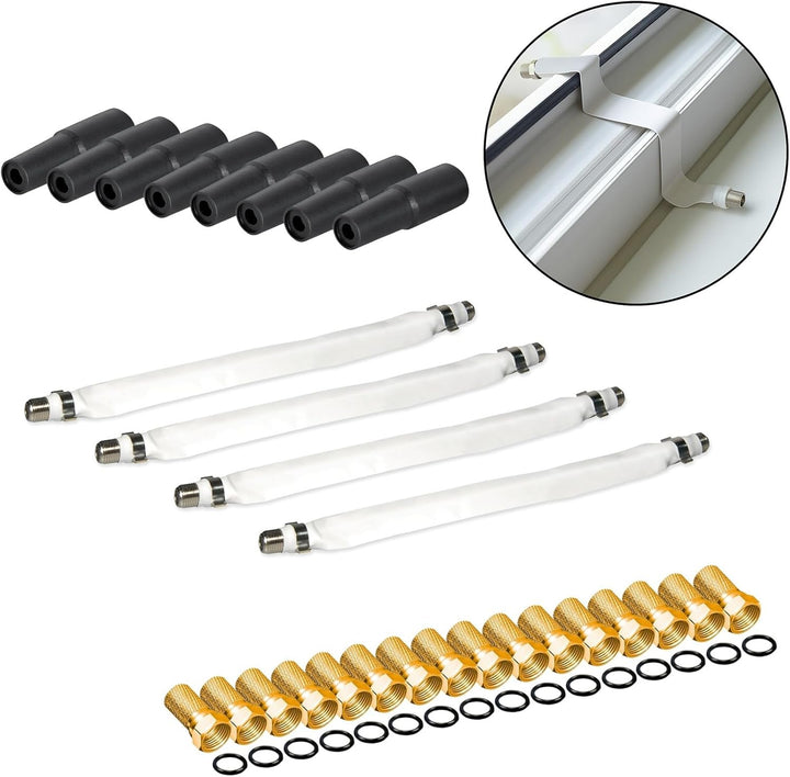 netshop 25 Set: SELFSAT H30D4+ Flachantenne Quad + Fensterhalterung + 4 Fensterdurchführung + 16 F-S