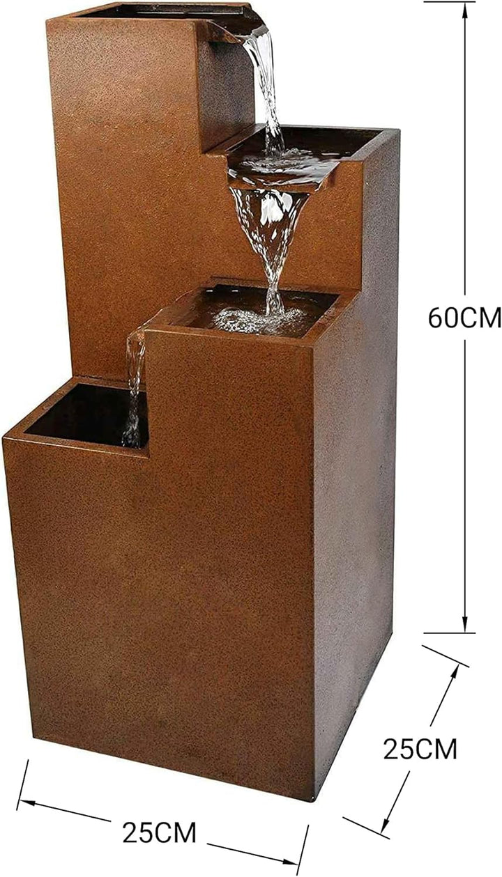 Köhko Springbrunnen Ribero aus Corstenstahl mit LED-Beleuchtung Wasserspiele für Outdoor Indoor Gart