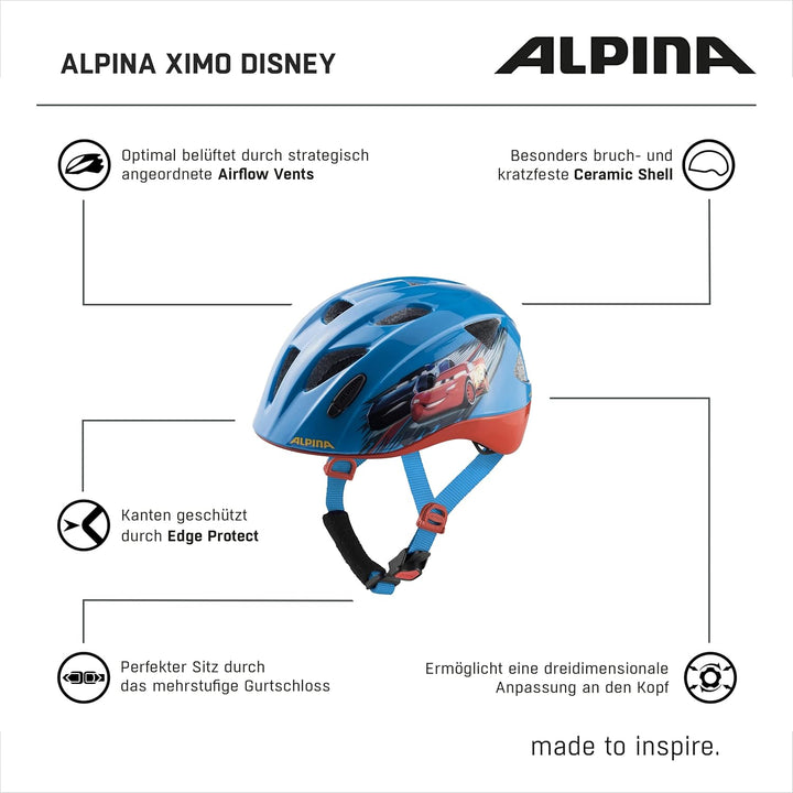 ALPINA XIMO - Leichter, Sicherer & Bruchfester Fahrradhelm Mit Optionalen LED-Licht Für Kinder Cars