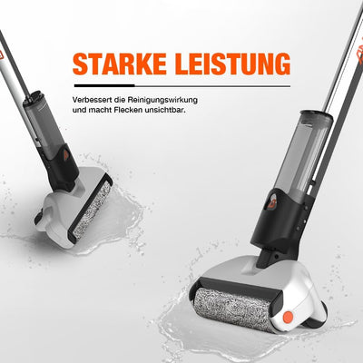 AMIRO Akku Bodenreiniger für harte Böden LW F28 - mit 12V / 4.0 Ah Akku, Leicht und wendig, mühelose