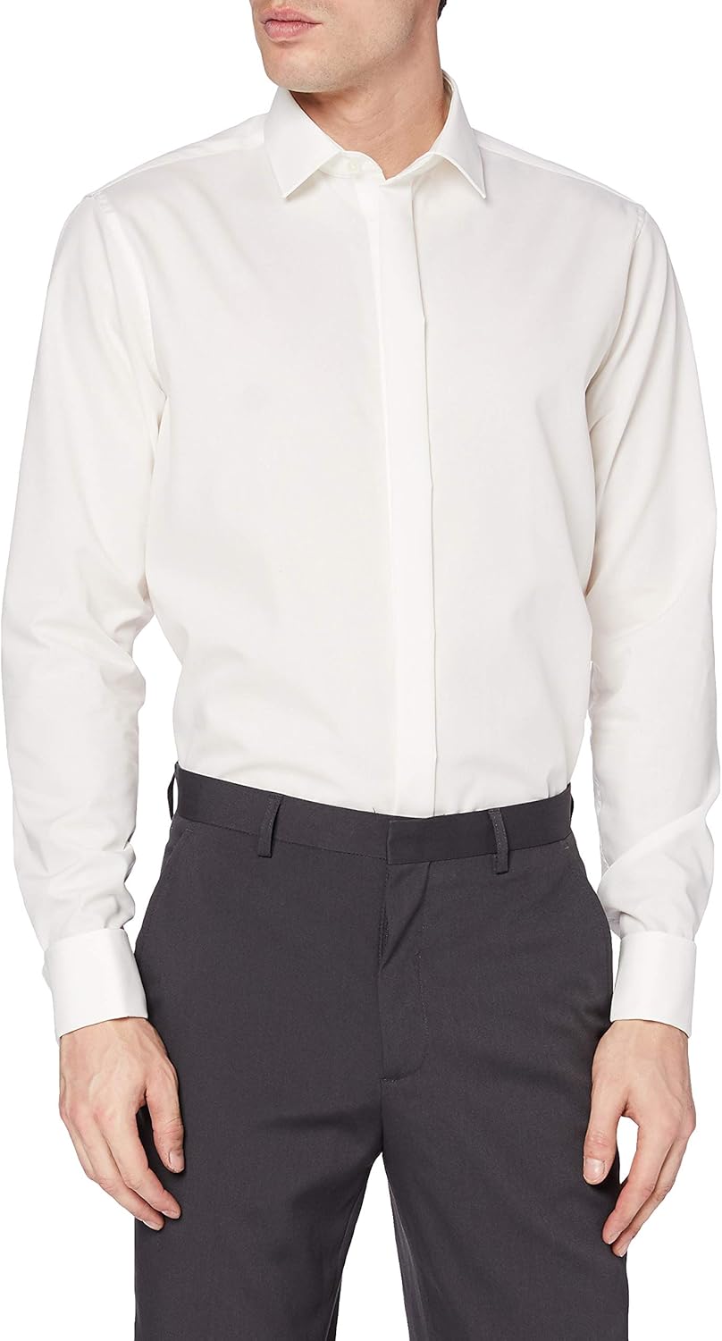 Seidensticker Herren Men Shaped Gala Businesshemd 37 Ecru(245270), 37 Ecru(245270)
