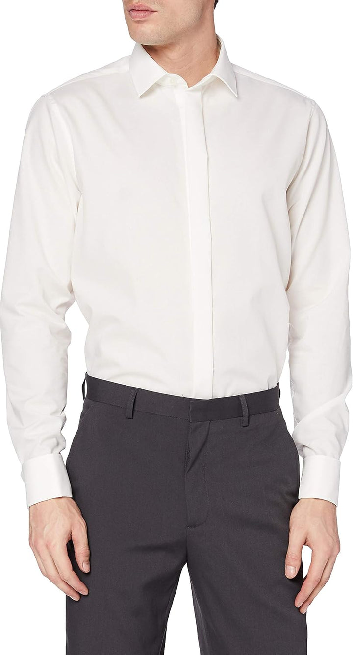 Seidensticker Herren Men Shaped Gala Businesshemd 37 Ecru(245270), 37 Ecru(245270)