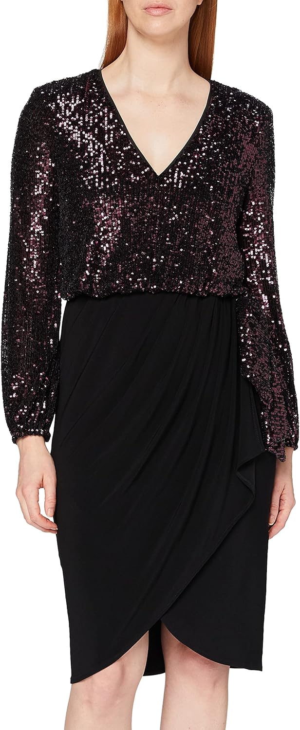 Gina Bacconi Damen Women's Sequin and Jersey Dress Cocktailkleid 40 Wein, 40 Wein