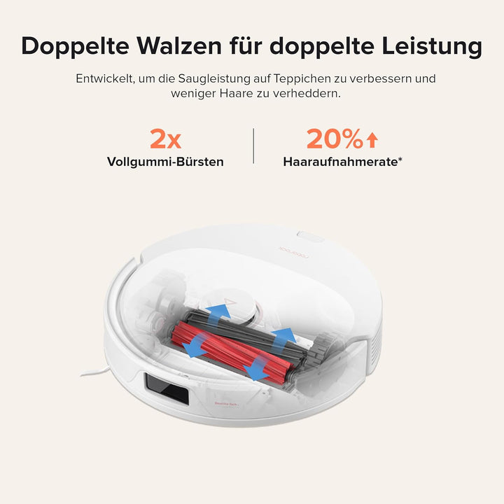 roborock Q8 Max+ Saugroboter mit Absaugstation, DuoRoller-Bürste, 5500Pa Saugkraft, 2,5L Staubbeutel
