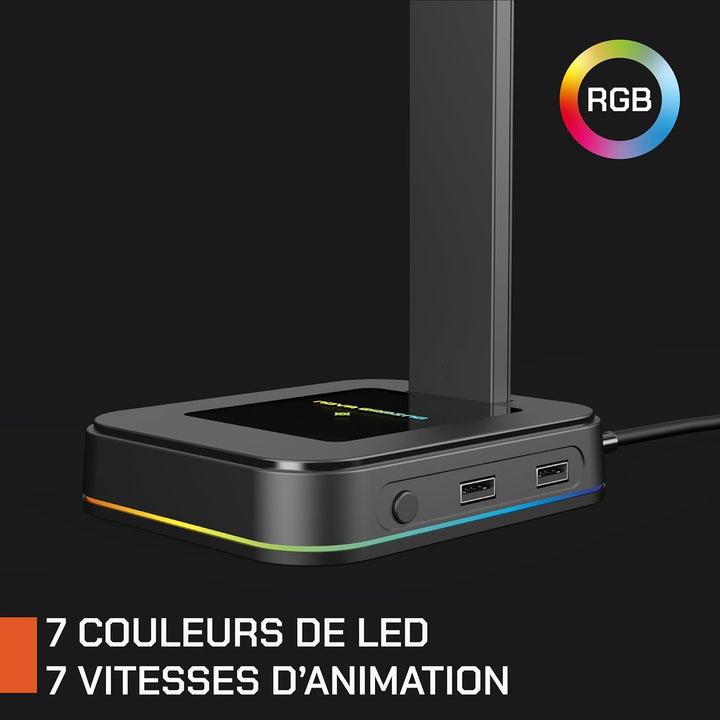 Nova Gaming NG305806 Hydra Halterung für Kopfhörer, RGB 2 USB-Ports, rutschfest, Schwarz