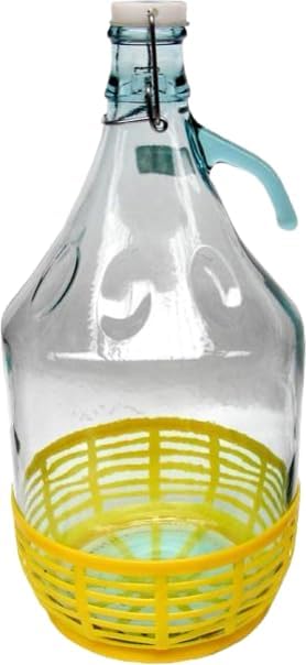 lilawelt24 4 STÜCK 5L Gärballon mit BÜGELVERSCHLUSS und Kunststoffkorb Flasche Glasballon Weinballon