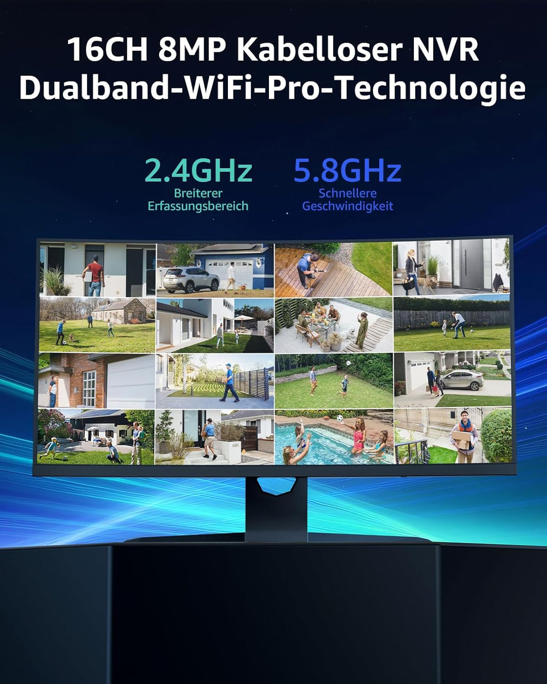 ANNKE 3MP Funk Überwachungskamera Set Aussen 8CH 5MP NVR mit 4 X 3MP WiFi Kameras Videoüberwachungs