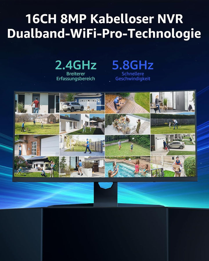 ANNKE 3MP Funk Überwachungskamera Set Aussen 8CH 5MP NVR mit 4 X 3MP WiFi Kameras Videoüberwachungs