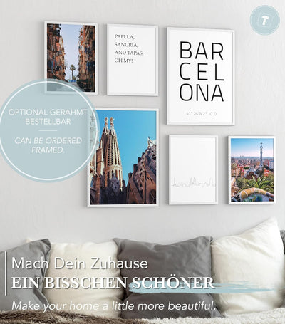 Papierschmiede® Mood Poster Set Barcelona, Bilder Wohnzimmer Deko Schlafzimmer, 2x 30x40cm und 4x 20